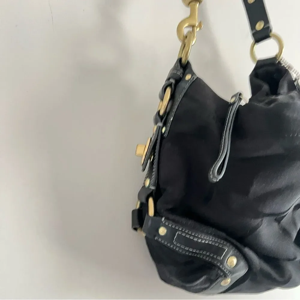 Coach 10619 Signature Canvas Shoulder Bag black Turnlock Y2K - Picture 7 of 16